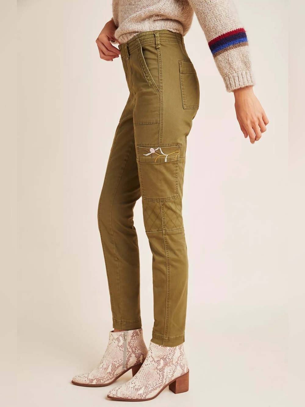 Anthropologie Austen Embroidered Utility Pants - Picture 4 of 9